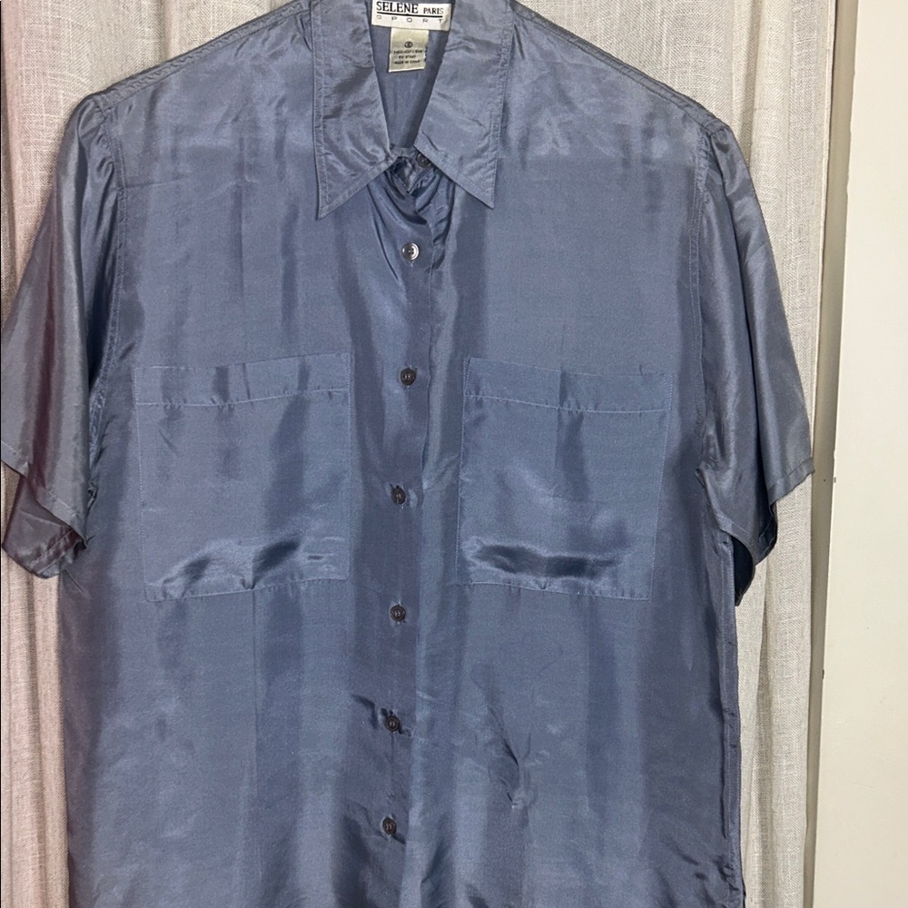 Selene Sport Gray Short Sleeve Button Down Shirt
